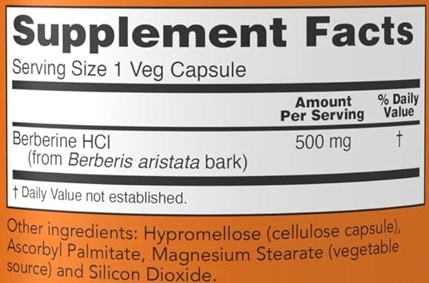 Berberine HCL 500mg Capsules by Now Foods