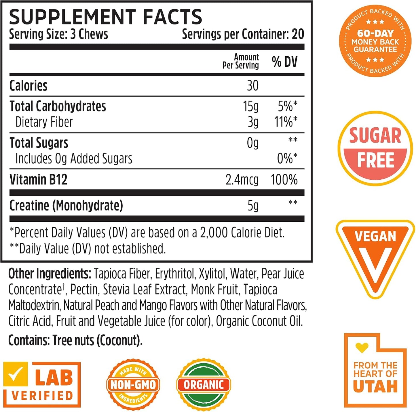 Creatine Peach Mango Gummy Chews by Zhou