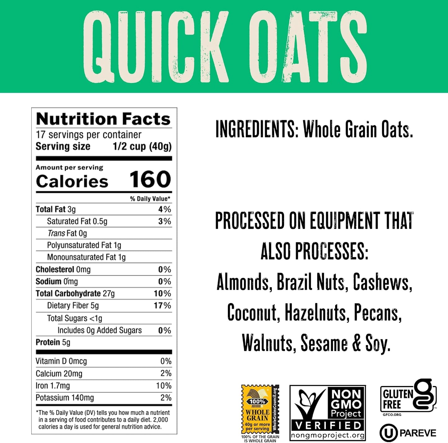 Gluten Free Quick Oats by Uncle Crumbles