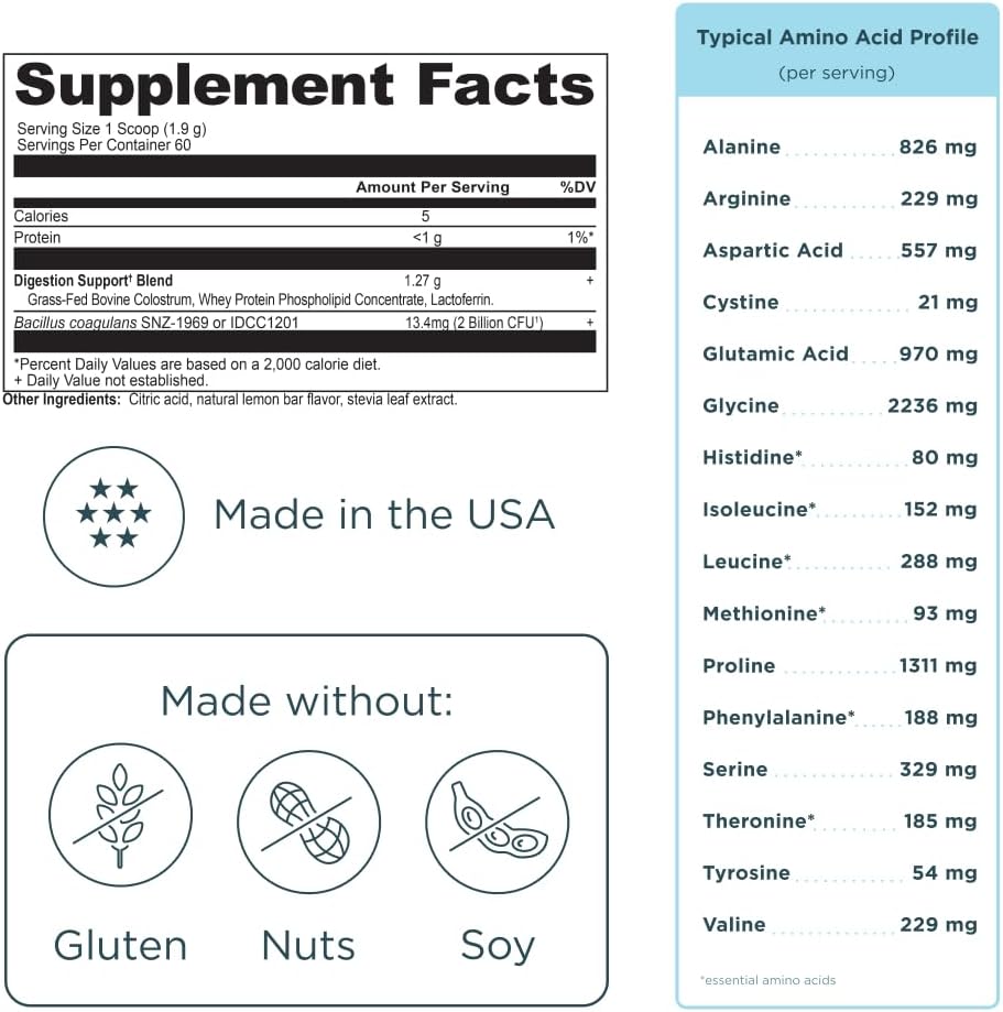Colostrum Lemon Bar Powder by Ancient Nutrition