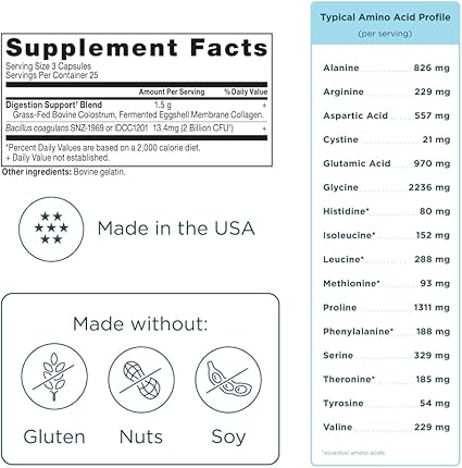 Colostrum + Collagen Capsules by Ancient Nutrition