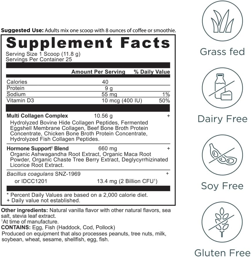 Hormone Balance + Collagen Vanilla Powder by Ancient Nutrition
