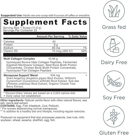 Menopause Support + Collagen Vanilla Powder by Ancient Nutrition