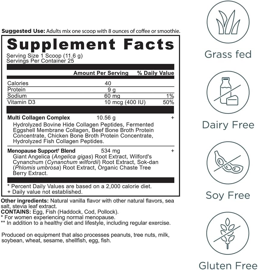 Menopause Support + Collagen Vanilla Powder by Ancient Nutrition