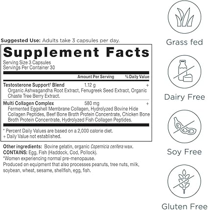 Testosterone Support for Women + Collagen Capsules by Ancient Nutrition