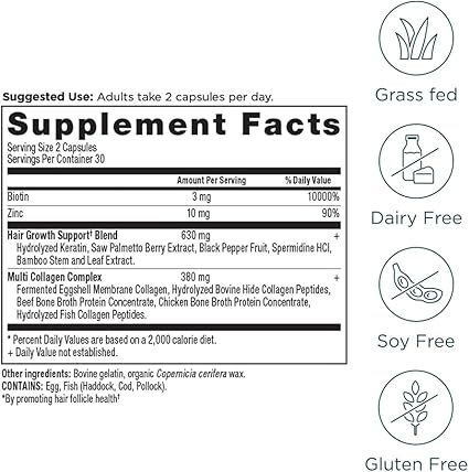 Hair Growth + Collagen Capsules by Ancient Nutrition