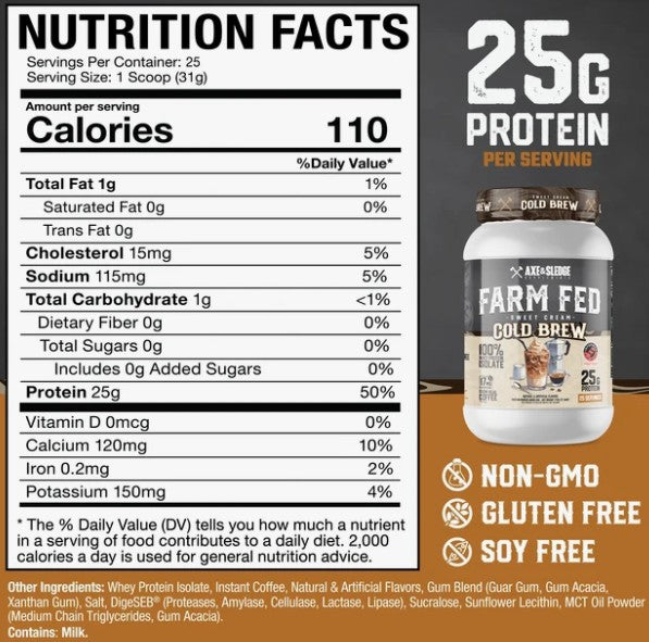 Farm Fed Whey Protein Sweet Cream Cold Brew by Axe & Sledge