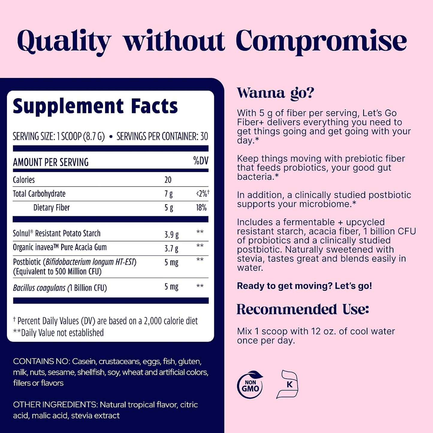Let's Go Fiber+ Probiotics Tropical Powder by Enzymedica