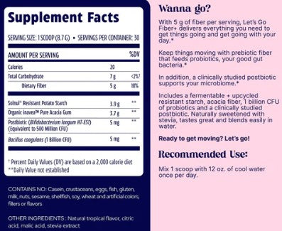 Let's Go Fiber+ Probiotics Tropical Powder by Enzymedica