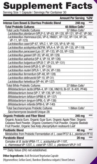 Intense Care Probiotics Bowel+ Diarrhea Formula Capsules by Vital Planet
