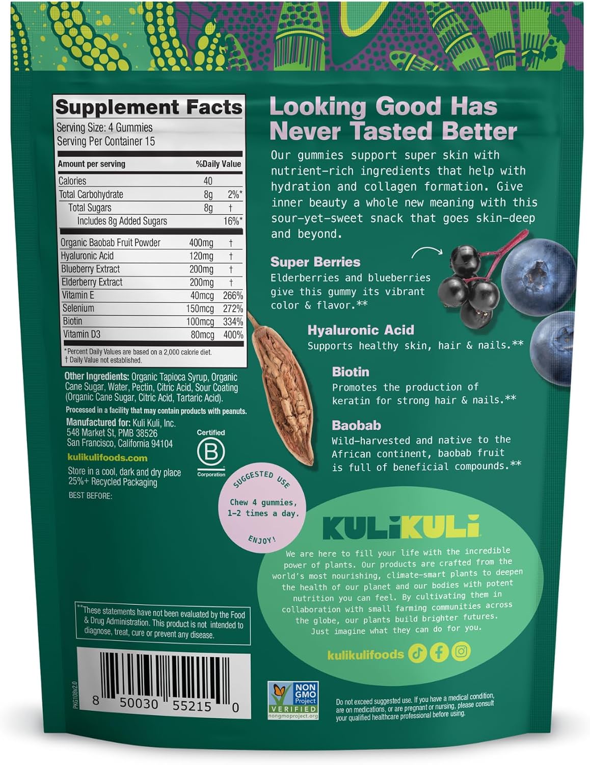 Berry Beautiful Superfood Gummies Sour Berry by Kuli Kuli
