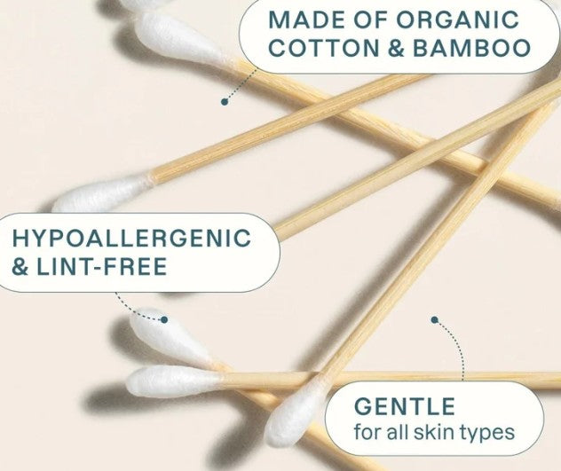 Organic Cotton Swabs with Bamboo Sticks by Cliganic