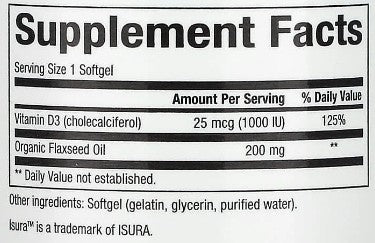 Vitamin D3 1,000iu Softgels by Natural Factors
