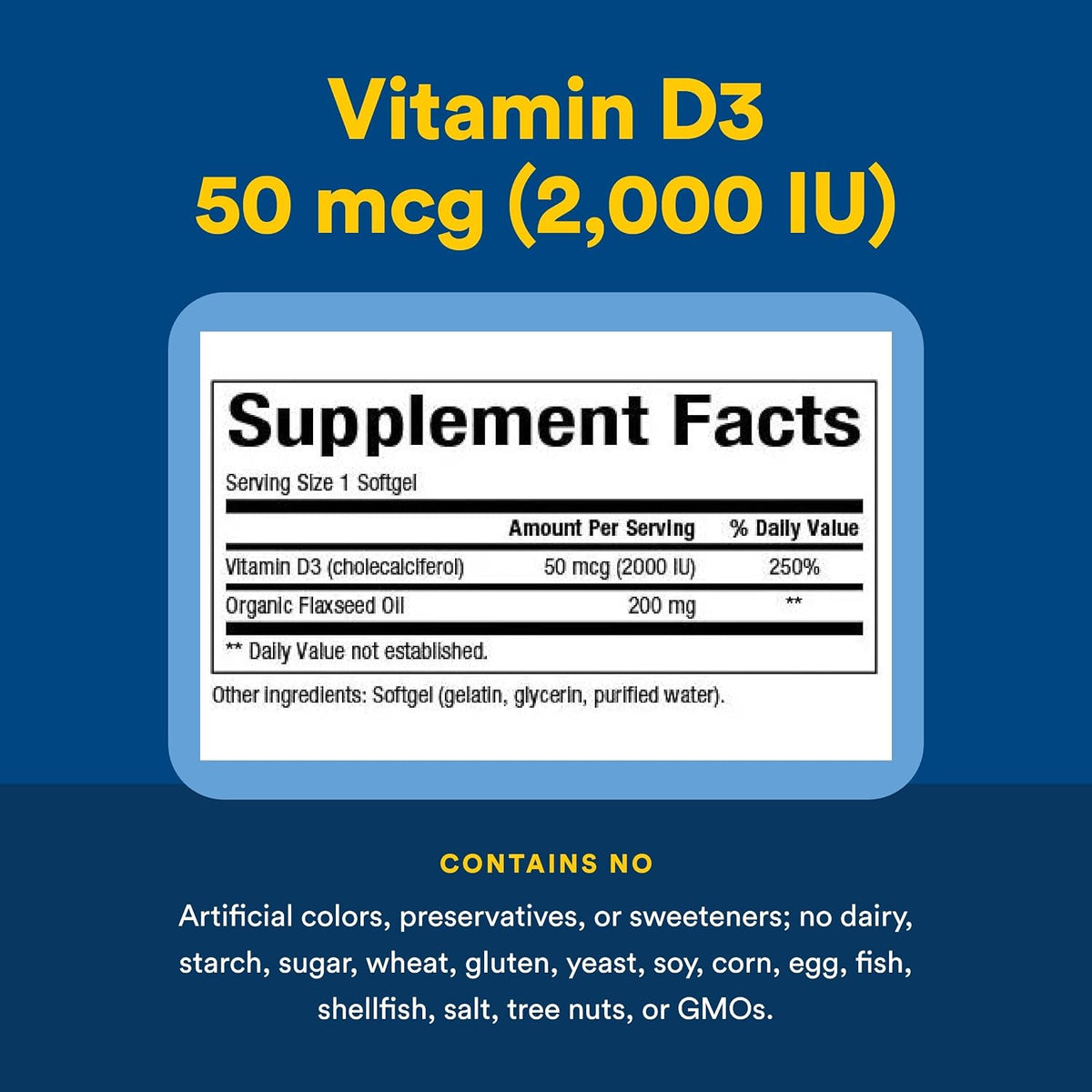Vitamin D3 2,000iu Softgels by Natural Factors