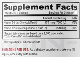 Vitamin D3 & K2 Capsules by Metabolic Nutrition