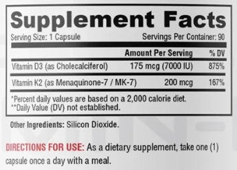 Vitamin D3 & K2 Capsules by Metabolic Nutrition