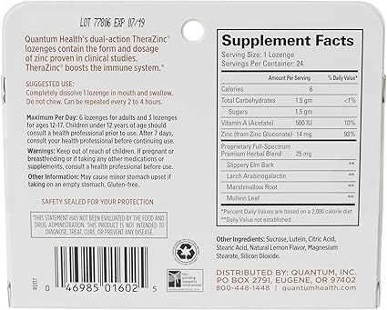 Therazinc Lemon Lozenges by Quantum