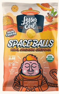 Space Balls Organic Cheddar Flavored Corn Puffs by Lesser Evil