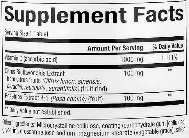 Vitamin C 1000mg with Rose Hips Tablets by Natural Factors