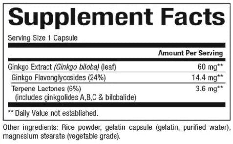 Ginkgo Biloba 60mg Capsules by Natural Factors
