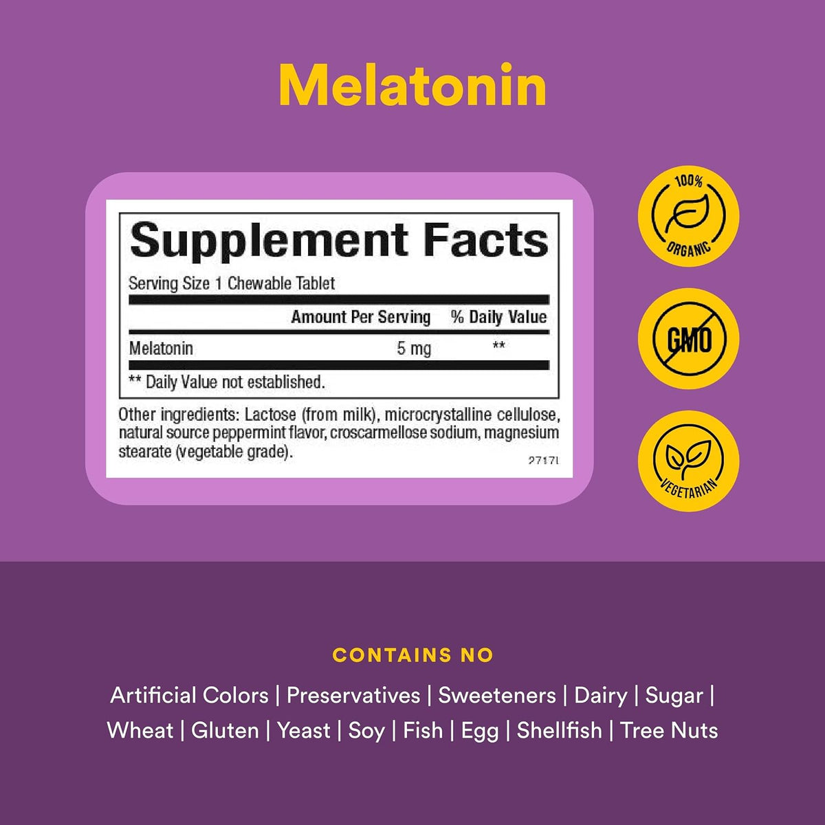 Melatonin 5mg Chewable Tablets by Natural Factors