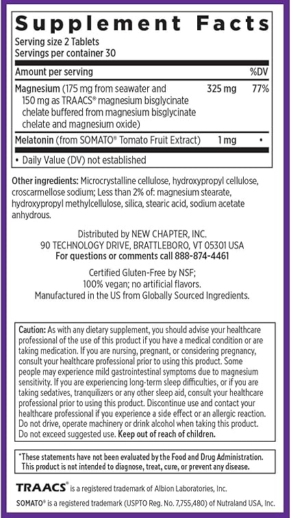 Magnesium Plus Melatonin Tablets by New Chapter