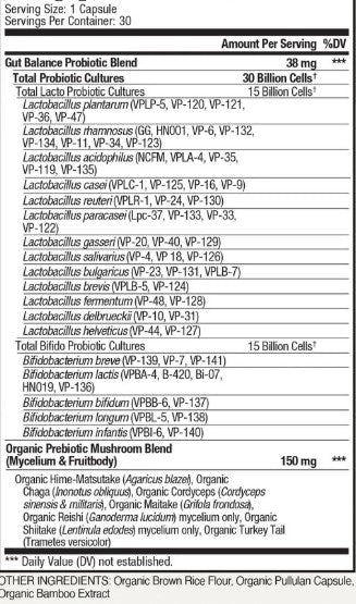 Organic Flora Gut Balance Pre & Probiotic Capsules by Vital Planet