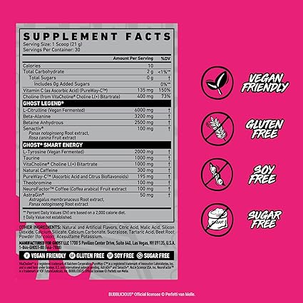Legend PreWorkout Bubblicious Strawberry Splash by Ghost
