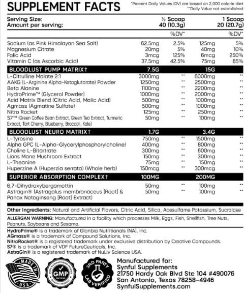 Bloodlust Neuro Blackberry Burst by Synful Supplements