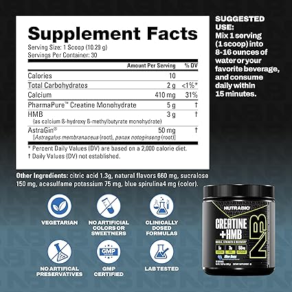 Creatine + HMB Blue Razz Powder by NutraBio