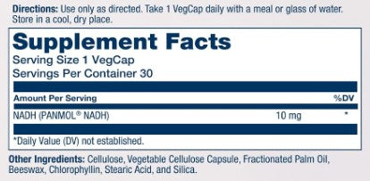 NADH 10mg Capsules by Solaray