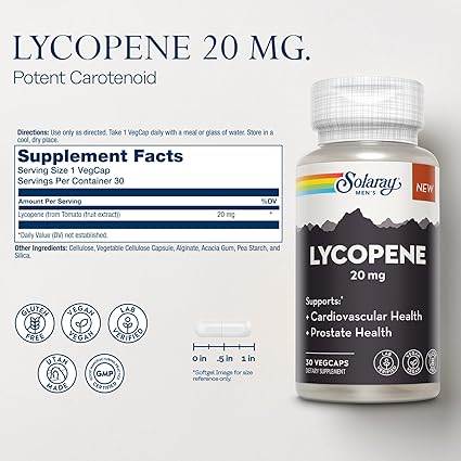 Lycopene 20mg Capsules by Solaray