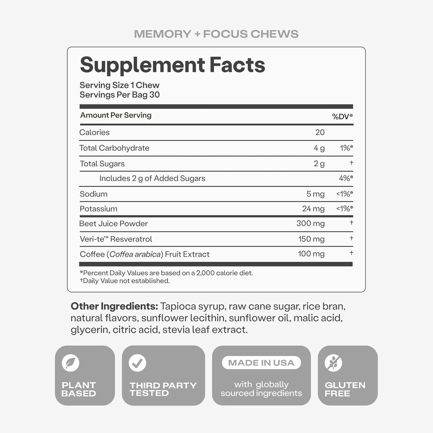 Super Beets Memory & Focus Support Soft Chews by Humann