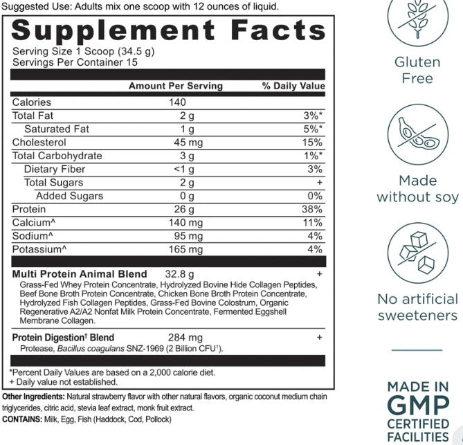 Multi Protein Animal Based Strawberry by Ancient Nutrition