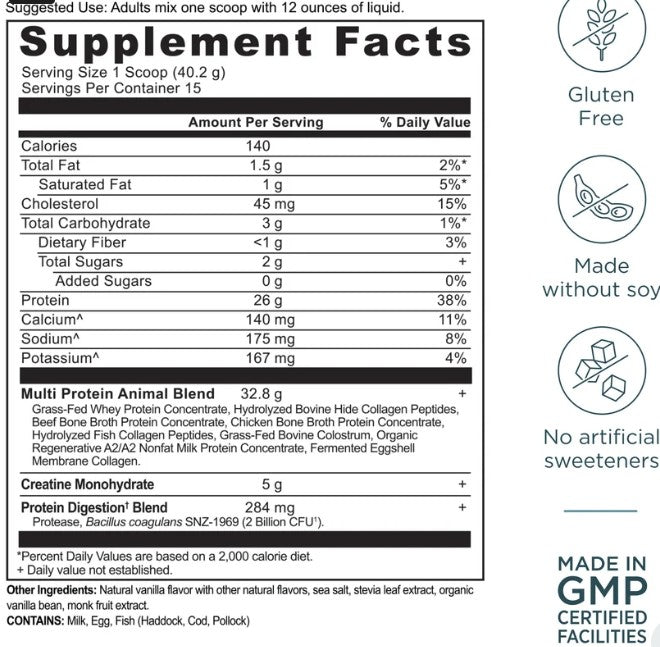 Multi Protein Animal Based + Creatine Vanilla Bean by Ancient Nutrition