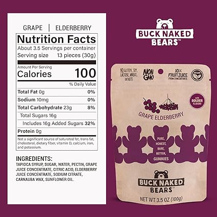 Grape Elderberry Gummy Bears by Buck Naked Bears