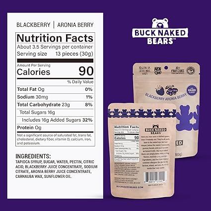 Blackberry Aronia Berry Gummy Bears by Buck Naked Bears
