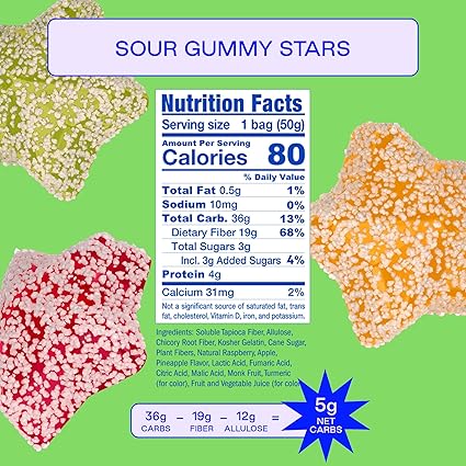 Raspberry Pineapple Apple Sour Stars Gummy Candy by Behave Foods