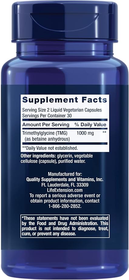 TMG 500mg Liquid Capsules by Life Extension