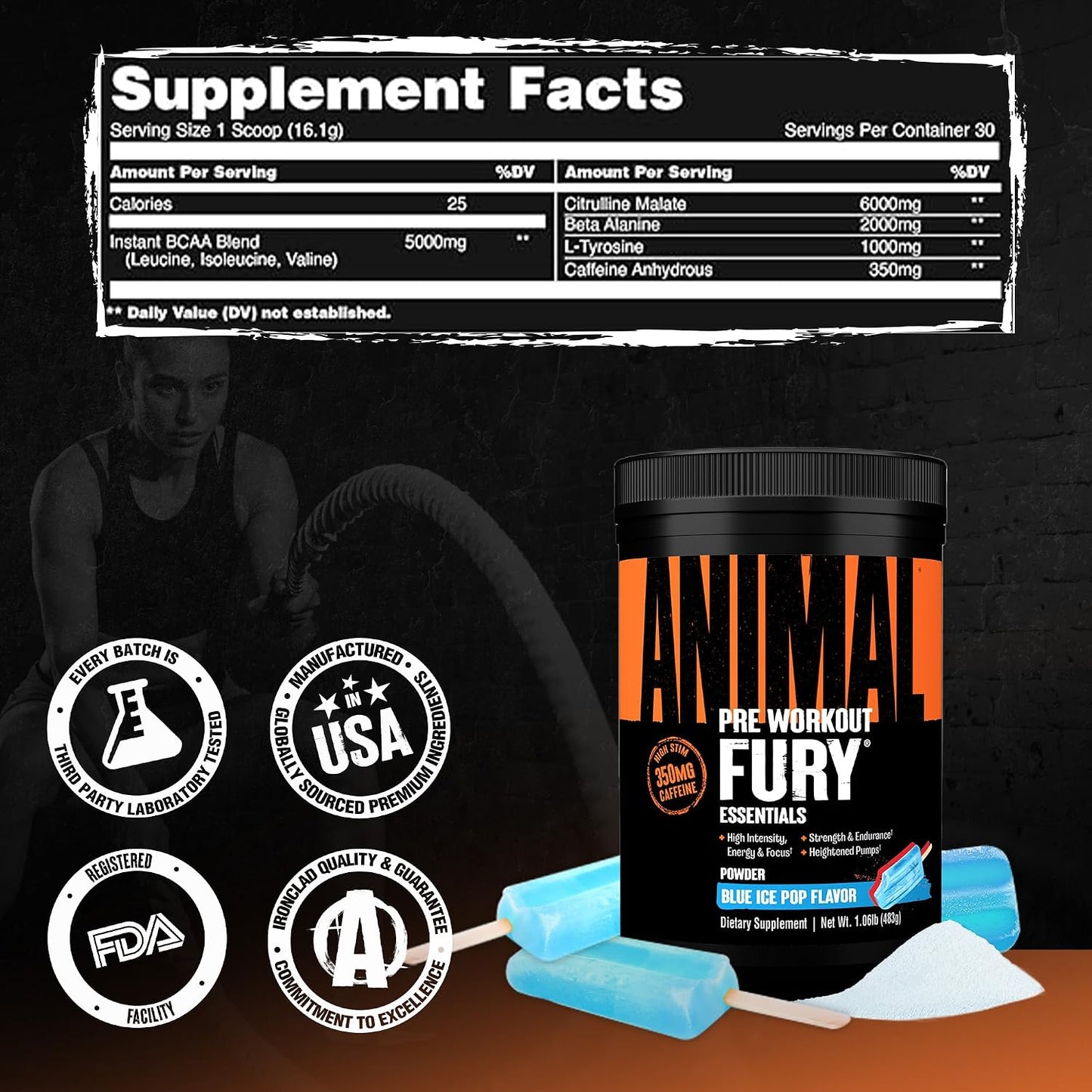 Animal Fury PreWorkout Blue Ice Pop by Universal