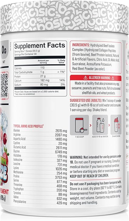 Beef Isolate Clear Protein Strawberry Breeze by Basic Supplements
