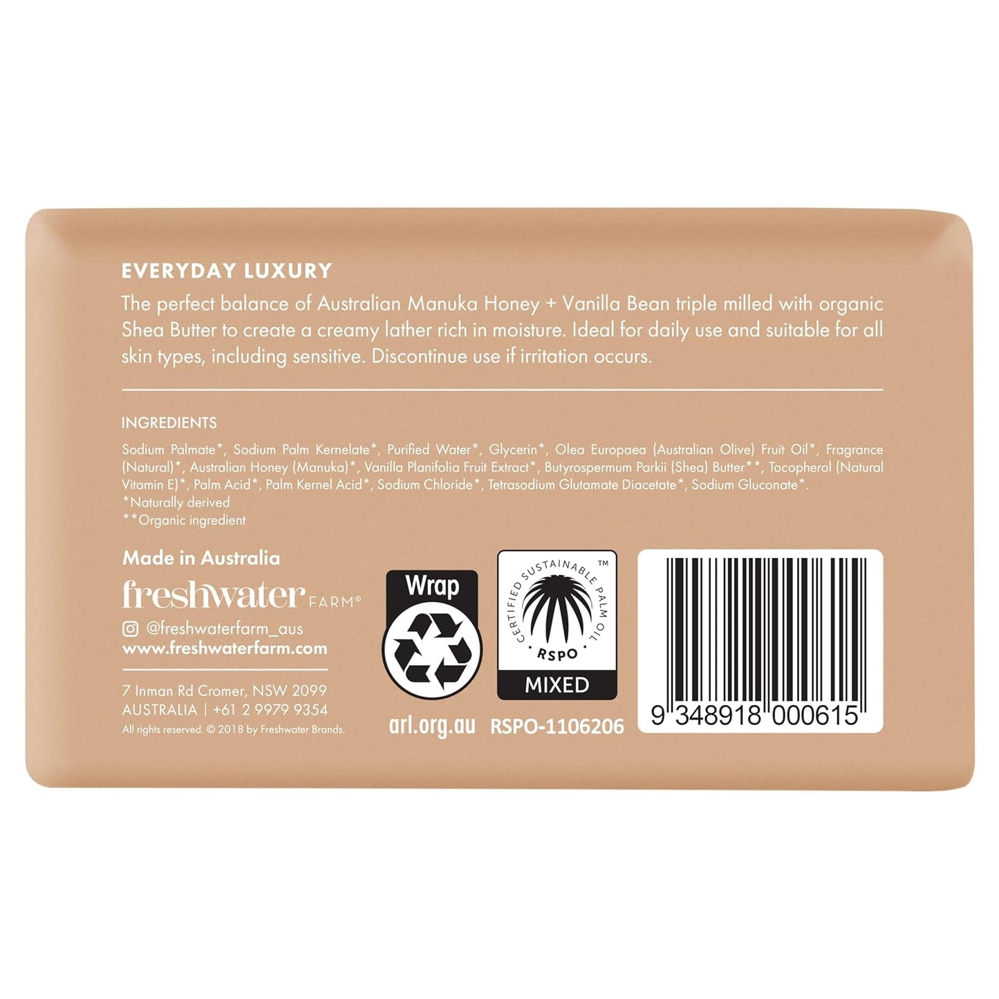 Manuka Honey Vanilla Bean Bar Soap by Freshwater Farm