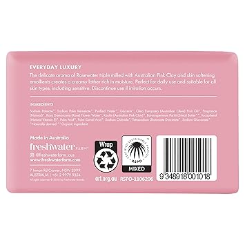 Rosewater Pink Clay Bar Soap by Freshwater Farm