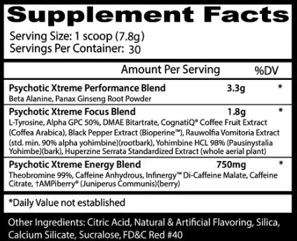 Psychotic Xtreme PreWorkout Watermelon by Insane Labz