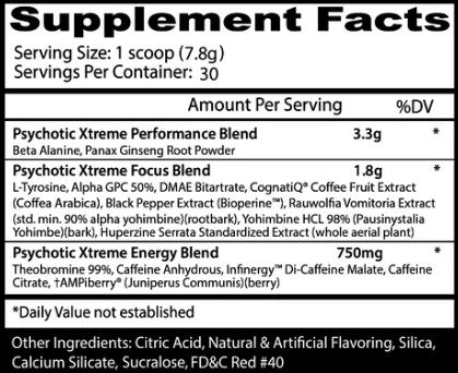 Psychotic Xtreme PreWorkout Grape by Insane Labz