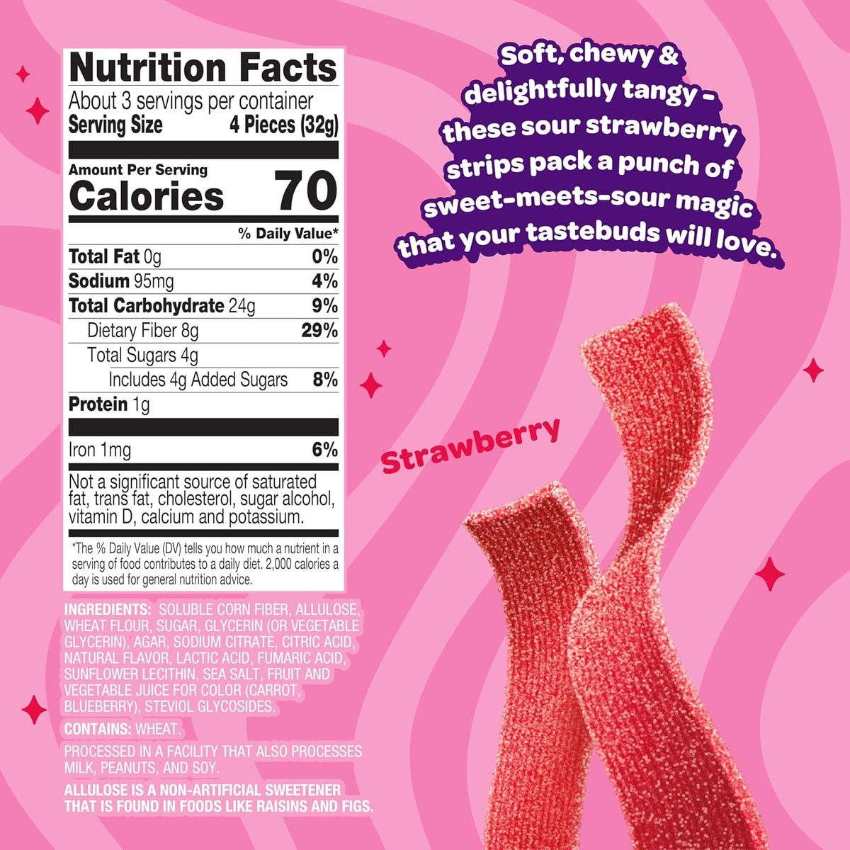 Sour Strawberry Gummy Strips by Joyride