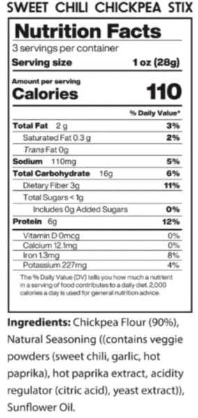Chickpea Stix Sweet Chili Snack Stix by Pulse Power