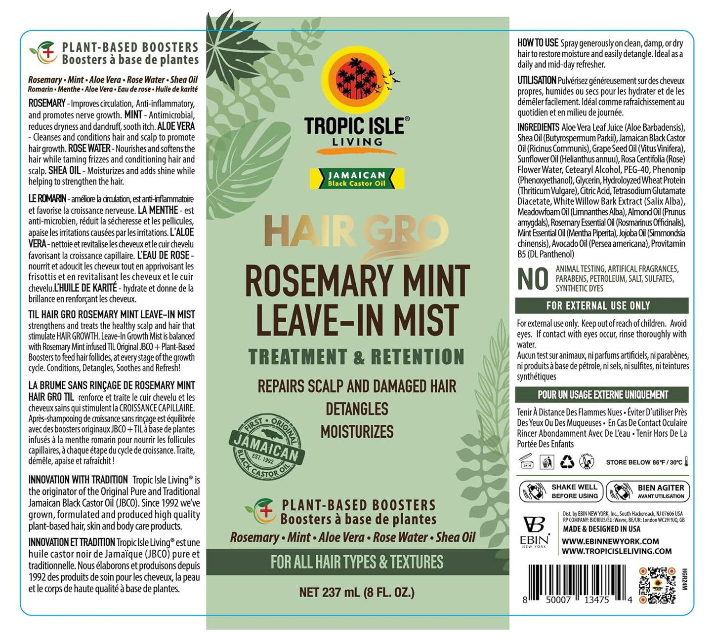 Hair-Gro Rosemary Mint Leave in Mist by Tropic Isle