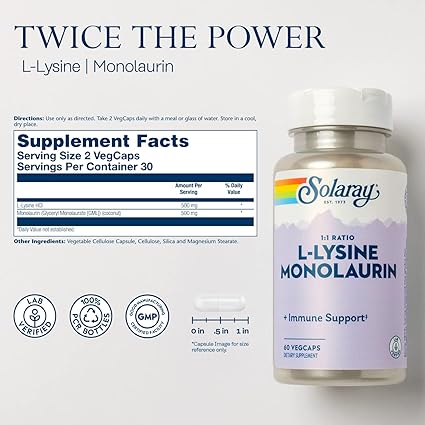 L-Lysine & Monolaurin Capsules by Solaray