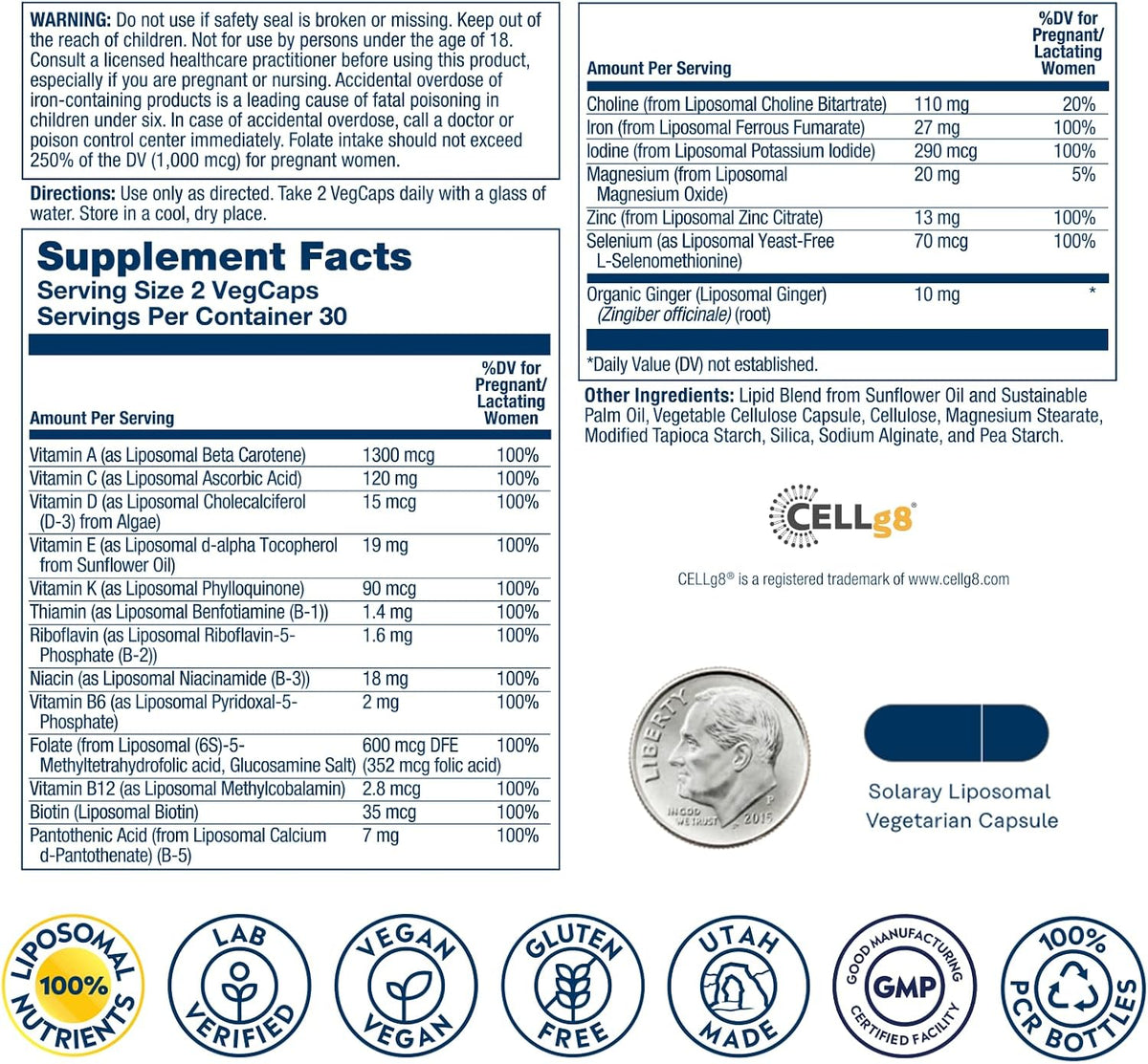 Liposomal Prenatal Multivitamin Capsules by Solaray